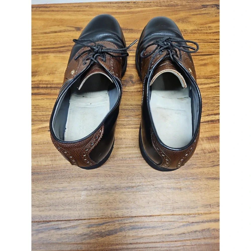 Footjoy Classics Spikeless Leather Teaching Golf Shoe Black Brown Saddle Size 9C